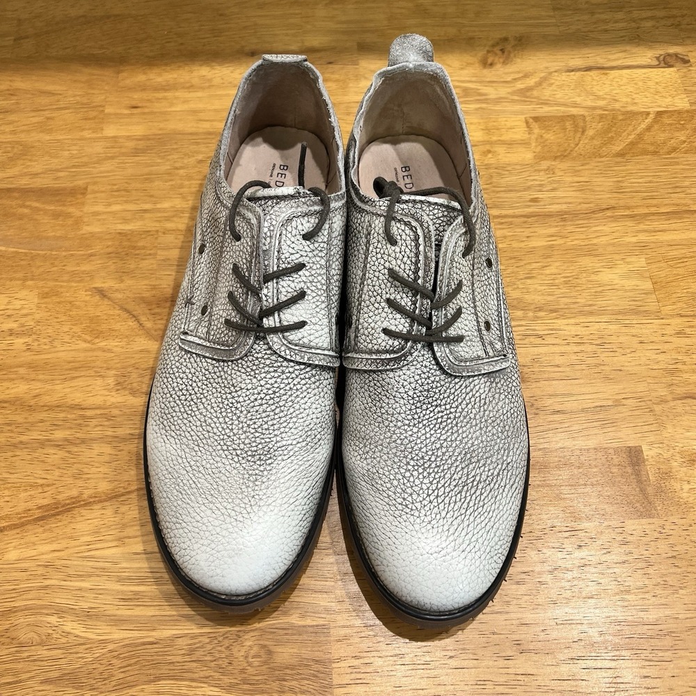Bed Stu Dupont Men's Size 13 Gray Textured Distress Leather Lace Up Oxford Shoes - Picture 2 of 9